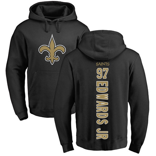 Men New Orleans Saints Black Mario Edwards Jr Backer NFL Football #97 Pullover Hoodie Sweatshirts